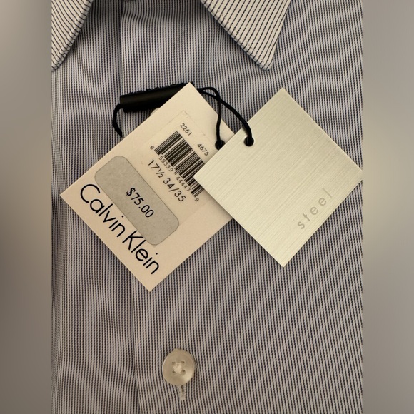 CK Steel  Men’s Blue 17.5 34/35 Slim Fit Dress Shirt - Picture 2 of 5